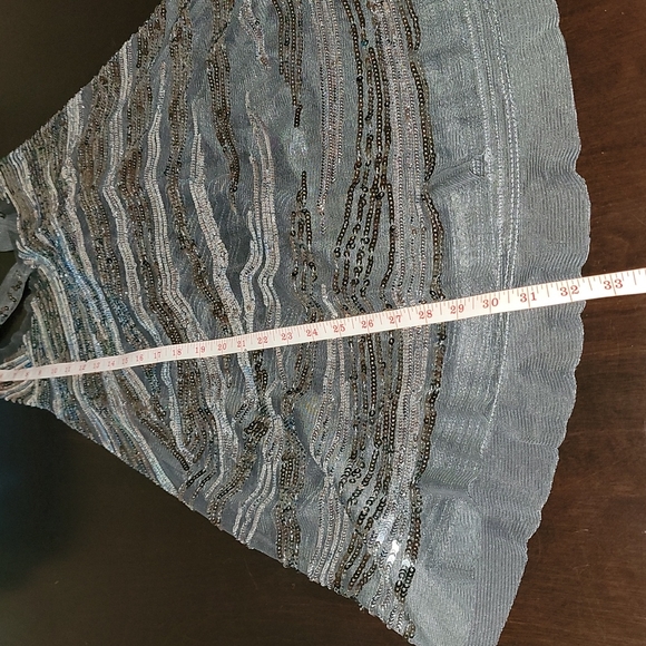 Oversized Sheer Sequin Hi Lo Racerback Flowy Evening Cocktail Tunic Top Size Lrg - Picture 6 of 12